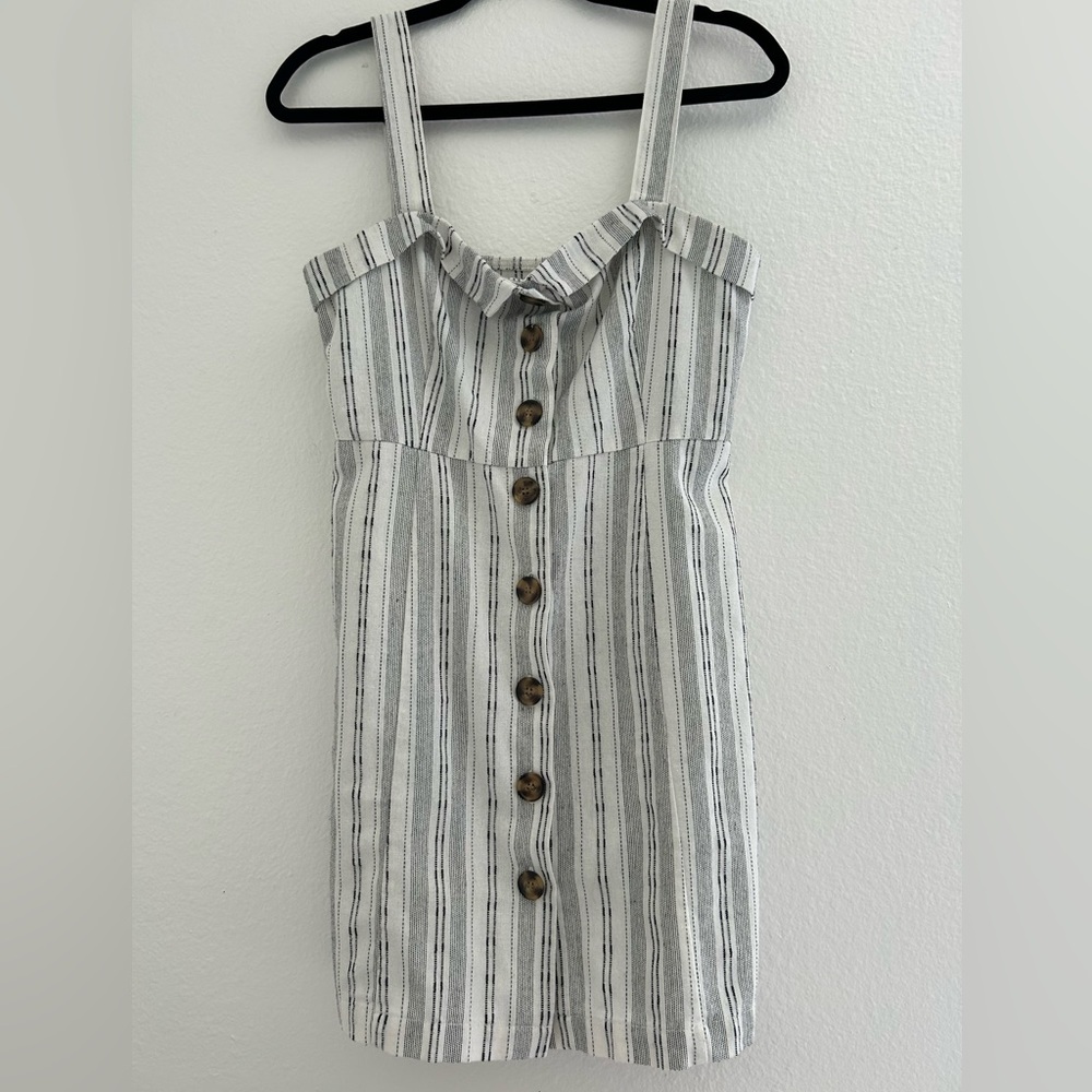 Forever 21 Striped Button-Down Dress with Shoulder Straps